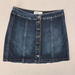 Mudd FLX Stretch Denim Mini Skirt Juniors Size 3 Button Front Dark Wash Y2K